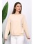 Krem Bisiklet Yaka İki İplik Sweatshirt 1