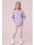 Kız Çocuk Uzun Kollu Mor Dik Yaka Yarım Fermuarlı Polar Üst - Kız Çocuk Sweatshirt, Kız Çocuk Polar 2