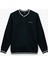 Regular Fit Uzun Kollu Çizgi Detaylı Şardonlu V Yaka Sweatshirt 1