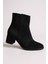 Popin Siyah Fermuarlı Kadın Süet Sivri Burun Yarım Bot 4
