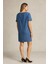 Kadın Büyük Beden Mavi, Gizli Fermuar Kapama, Kısa Kol Ince Kot Elbise 65N39160 3