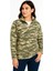 Kadın Yarım Fermuarlı Desenli Polar Sweat - Haki Kamuflaj Yakalı, Uzun Kollu, Oversize Rahat Kalıp - Haki -Vlmr 4
