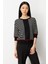 Kadın Yarım Kol Çizgili Kazak 65302 Siyah 2