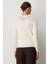 Kadın Dik Yaka Tül Detaylı Triko Kazak 60384 Ekru 4