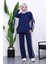 Lacivert Kol Bağlamalı Tunik Pantolonlu Takım 2