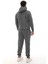 Koyu Gri Melanj Polarlı Erkek Eşofman Takımı Paça Lastikli Cepli Kapüşonlu Nakış Detaylı Compact Takım 2
