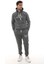 Koyu Gri Melanj Polarlı Erkek Eşofman Takımı Paça Lastikli Cepli Kapüşonlu Nakış Detaylı Compact Takım 4