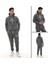 Koyu Gri Melanj Polarlı Erkek Eşofman Takımı Paça Lastikli Cepli Kapüşonlu Nakış Detaylı Compact Takım 5