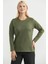 Yuvarlak Yaka Uzun Basic Triko Kazak - Yeşil 4