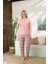 3 Düğmeli Uzun Kollu Kadın Pamuklu Pijama Takımı 1