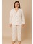 Kadın 20702 Büyük Beden Düğmeli Pijama Takımı Ekru 1