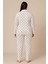 Kadın 20702 Büyük Beden Düğmeli Pijama Takımı Ekru 2
