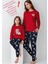 %100 Pamuklu Anne & Kız Çocuk Baskılı Kırmızı Ikili Pijama Takımı L1.RP.367.8.002 1