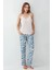 Kadın Modal Kutulu 3 Parça Desenli Sabahlık & Pijama Takımı Set L1.PC.907.7.001 3