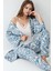 Kadın Modal Kutulu 3 Parça Desenli Sabahlık & Pijama Takımı Set L1.PC.907.7.001 5