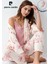 Kadın Modal Kutulu 3 Parça Desenli Sabahlık & Pijama Takımı Set L1.PC.905.8.001 1