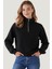 Unisex Relax Fit Rahat Kesim Pamuklu Içi Polarlı Yarım Fermuarlı Dik Yaka Sweatshirt 3