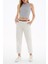 Kemerli Pantolon Ekru 2