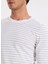 Bisiklet Yaka Slim Fit Çizgili Ekru Erkek Kazak F5WM-KZK 2306 4