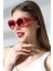 Kadın Oval Kırmızı Renkli Cam Mat Güneş Gözlüğü Garson 3