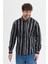 Melanj Çizgili Regular Fit Uzun Kollu Erkek Gömlek Düğmeli Yaka 2