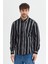 Melanj Çizgili Regular Fit Uzun Kollu Erkek Gömlek Düğmeli Yaka 3