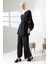 Kadın 100% Pamuk Modal Siyah Kimono Pantolon Tesettür Takım 3