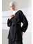 Kadın 100% Pamuk Modal Siyah Kimono Pantolon Tesettür Takım 4