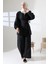 Kadın 100% Pamuk Modal Siyah Kimono Pantolon Tesettür Takım 5