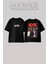 Ad Dc 2 Tasarım Sırt Baskılı Pamuk Siyah Oversize T-Shirt 1