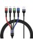 US-SJ317 4in1 2*lightning 1*type-C 1*micro Uçlu 1.2m 2A Örgülü Renkli Şarj ve Data Kablosu 1