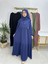 Ferace & Abaya Sufle Eşarp ve Iki Kat Büzgülü Elbise Takım.hijab .hac ve Umre Için Uygundur Indigo 2