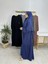Ferace & Abaya Sufle Eşarp ve Iki Kat Büzgülü Elbise Takım.hijab .hac ve Umre Için Uygundur Indigo 4