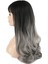 Kahküllü Uzun Dalgalı Fiber Sentetik Peruk - Siyah Gri Ombreli 4