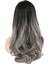 Kahküllü Uzun Dalgalı Fiber Sentetik Peruk - Siyah Gri Ombreli 5