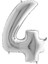 Vitrini 4 Rakamlı 16 Inç Gümüş Renk Folyo Balon 36 cm (Gümüş) 1