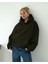 Kadın Rahat Oversize 3 Iplik Pamuklu Şardonlu Kanguru Cep Kapşonlu Sweatshirt 1