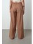 Kadın Yatay Şerit Taş Işlemeli Düz Renk Beli Lastikli Bol Paça Pantolon 5