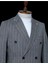 Kırlangıç Yaka, Slim Fit, Kruvaze, Torba Cepli, Çizgili Erkek Takım Elbise,ankrasit Gri 2