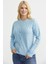 Düğmeli Sıfır Yaka Triko Hırka - Mavi 2