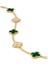 Van Cleef & Arpels Vintage Alhambra Bileklik, 5 Motif 925 Ayar Sarı Gümüş, Yeşil Malakit, Zirkon Taşlı 4