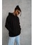 Erkek Düz Kapüşonlu Sweat - Siyah 3