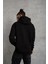 Erkek Düz Kapüşonlu Sweat - Siyah 5