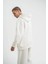 Unisex Double Oversize Kapşonlu Basic Sweatshirt - Beyaz 4