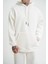 Unisex Double Oversize Kapşonlu Basic Sweatshirt - Beyaz 5