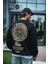 Kışlık Bisiklet Yaka Ön ve Arka Baskılı Sweatshirt - Siyah 3