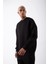 Unisex Biskilet Yaka Üç Iplik Sweatshirt - Siyah 1