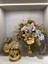 Yapay Çiçekli Gold Yuvarlak Vazo 3 Parça Set No:1 1