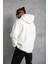 Erkek Düz Kapüşonlu Sweat - Beyaz 5