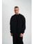 Uzun Kol Bisiklet Yaka Basic Sweatshirt - Siyah 4